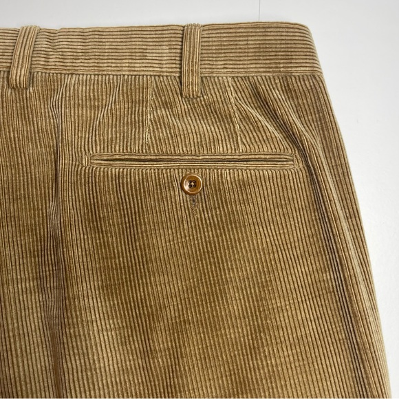 INCOTEX Men's Tan Corduroy Pants Cotton Cashmere Cuff Hem Flat Front Size 38 - Picture 4 of 11